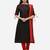 Black & Red Cotton Slub Embroidered Dress Material