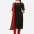 Black & Red Cotton Slub Embroidered Dress Material