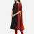Black & Red Cotton Slub Embroidered Dress Material