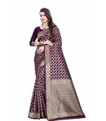 Wine Silk with gold jari jal and border with reach brocade pallu