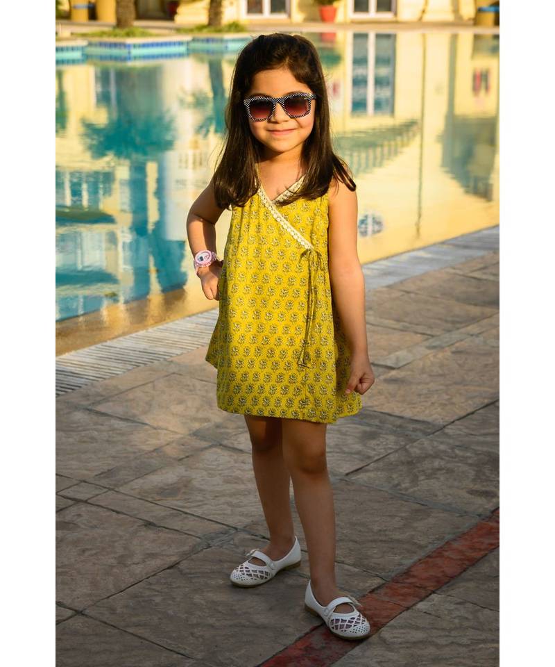 cotton yellow Frock Dress