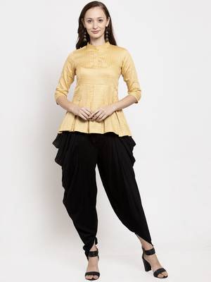 Black plain rayon trousers 1