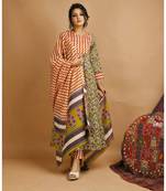Orange kalamkari cotton   Top and  Bottom  with Dupatta