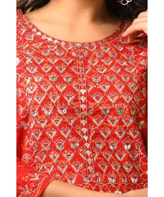 KAAJH Red Bandhej Cotton Suit Set 3