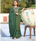 KAAJH Green Bandhej Cotton Suit Set