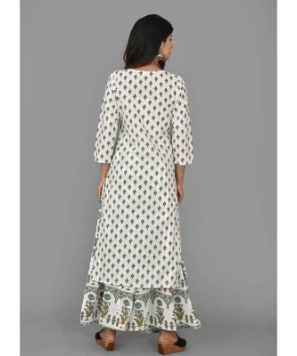 KAAJH White Printed Cotton Kurta Sharara Set 2
