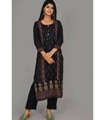 KAAJH Blue Printed Cotton Kurta Pant Set