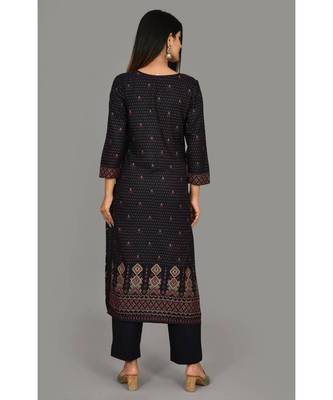 KAAJH Blue Printed Cotton Kurta Pant Set 2
