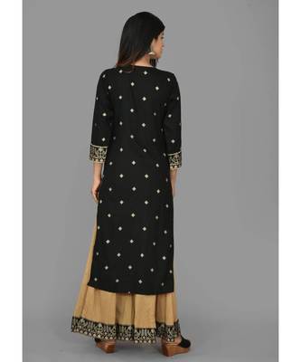KAAJH Black Printed Cotton Kurta Sharara Set 2