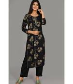 KAAJH Black Printed Cotton Kurta Pant Set