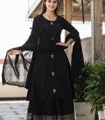 KAAJH Black Printed Cotton Suit Set
