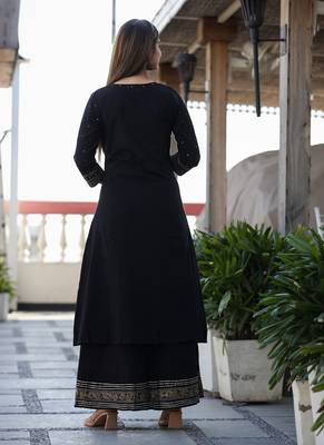 KAAJH Black Printed Cotton Suit Set 2