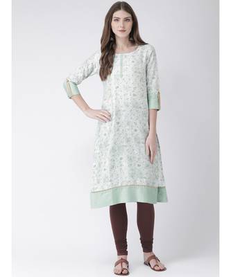 Span Off White Printed Below Knee Kurta 1