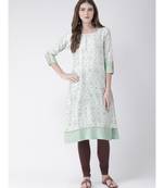 Span Off White Printed Below Knee Kurta