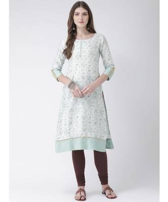 Span Off White Printed Below Knee Kurta 4