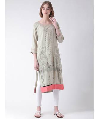 Span Grey Printed Below Knee Kurta 1