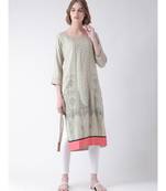 Span Grey Printed Below Knee Kurta