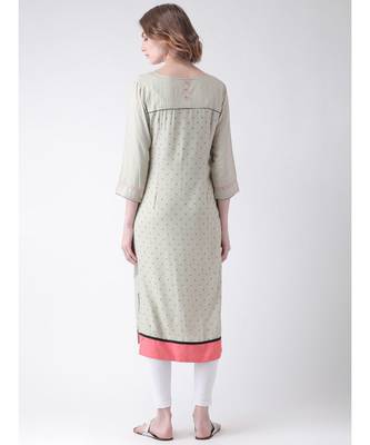 Span Grey Printed Below Knee Kurta 3
