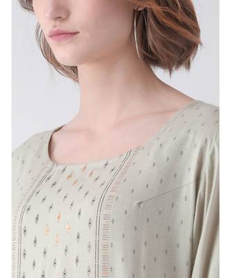 Span Grey Printed Below Knee Kurta 5