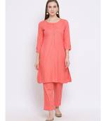 Span Coral Printed Above Knee Kurta and Pant Set