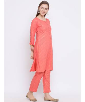 Span Coral Printed Above Knee Kurta and Pant Set 3