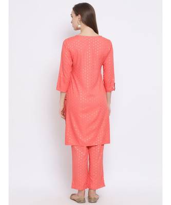 Span Coral Printed Above Knee Kurta and Pant Set 4