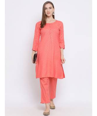 Span Coral Printed Above Knee Kurta and Pant Set 5