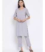 Span Grey Solid Above Knee Kurta and Pant Set