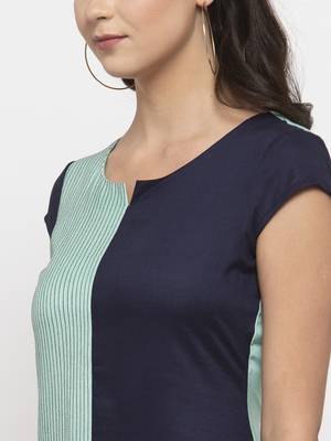 Blue printed cotton short-dresses 2