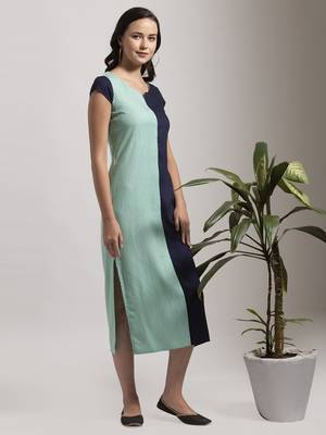 Blue printed cotton short-dresses 3