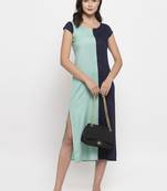 Blue printed cotton short-dresses