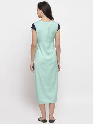 Blue printed cotton short-dresses 5