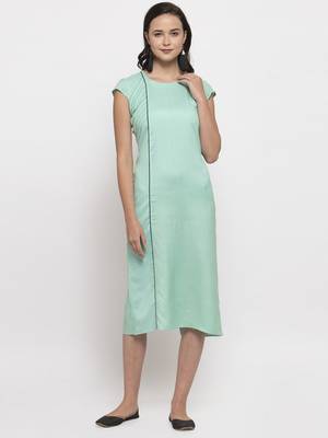 Blue printed cotton short-dresses 4