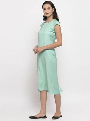 Blue printed cotton short-dresses 5