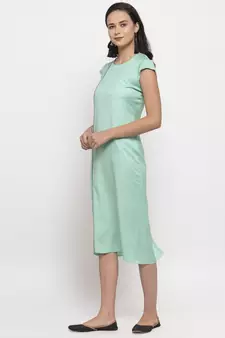 Blue printed cotton short-dresses