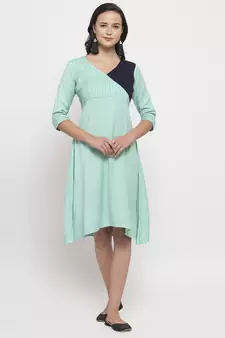 Blue printed cotton short-dresses