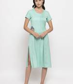 Blue printed cotton short-dresses