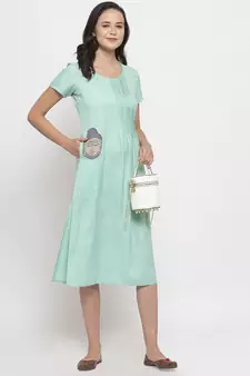 Blue printed cotton short-dresses