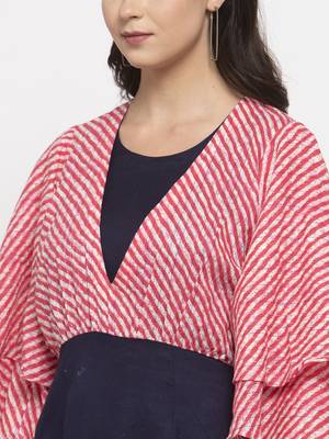 Blue printed cotton short-dresses 2