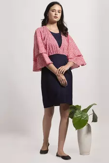 Blue printed cotton short-dresses