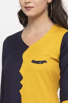 Yellow printed cotton short-dresses