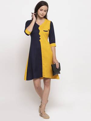 Yellow printed cotton short-dresses 1