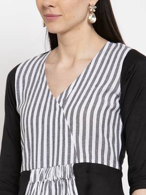 Black printed cotton short-dresses 2