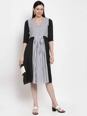 Black printed cotton short-dresses 1
