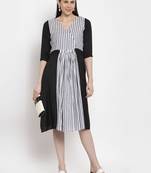 Black printed cotton short-dresses