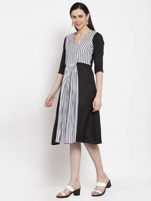 Black printed cotton short-dresses 4