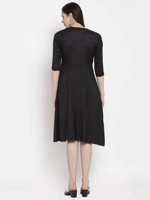 Black printed cotton short-dresses 5