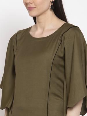 Green plain viscose rayon short-dresses 2
