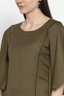 Green plain viscose rayon short-dresses