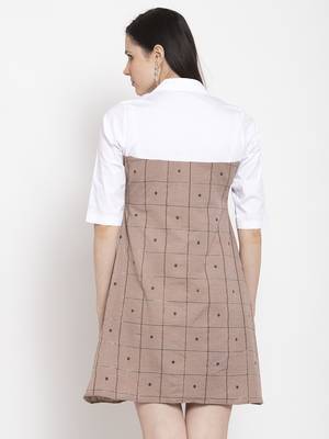 Brown printed cotton short-dresses 4